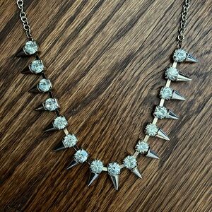 B.P. Gold Spike and Rhinestone Necklace